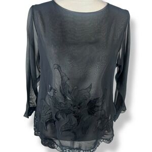 Vintage Victorias Secret Gold Label Sheer Lace Top Size Small Fairy Whimsigoth